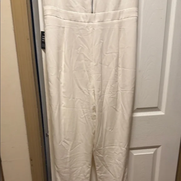 Express White Tailored Jumpsuit with V-Neck - Picture 3 of 6